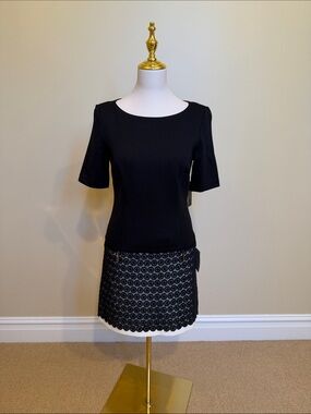Laundry by Shelli Segal NWT Black Mini Dress Size 6 Lace Skirt Cocktail Dress